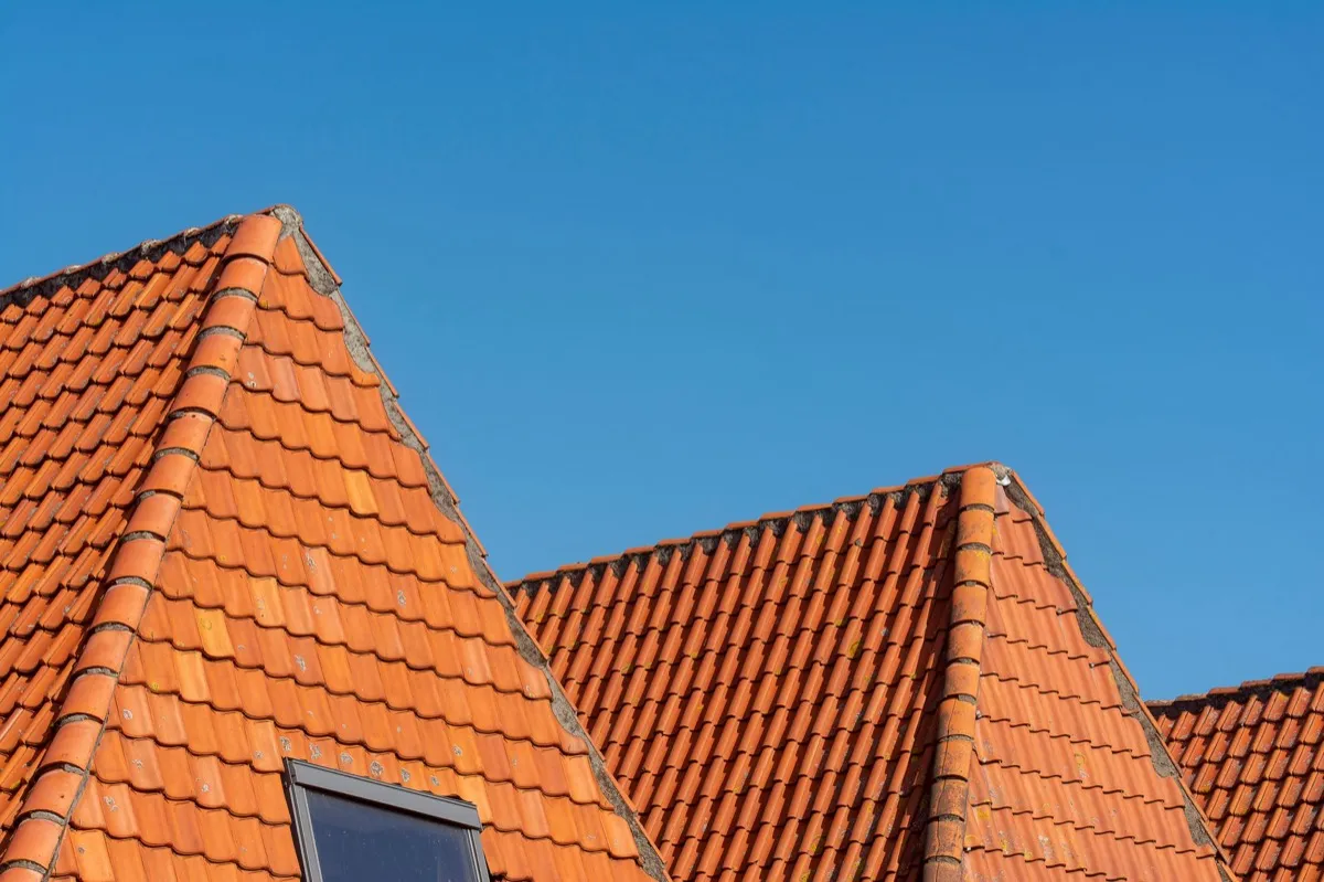 Clay barrel tile rooflines on homes in Frederick, MD